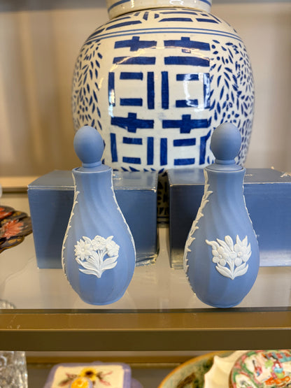Sweetest Wedgwood mini bud vases/bottles with stoppers! Two available; sold separately!