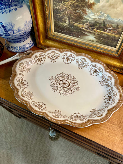 RARE Antique Regent Brown Transferware Lidded Tureen with Ladle & Underplate, 18"