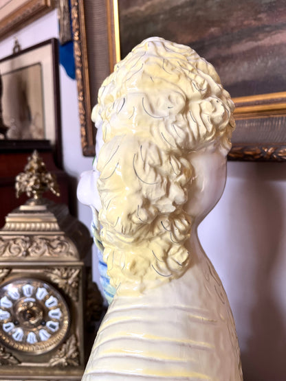 Fantastic Large Italian Hand Painted Poodle On Pillow