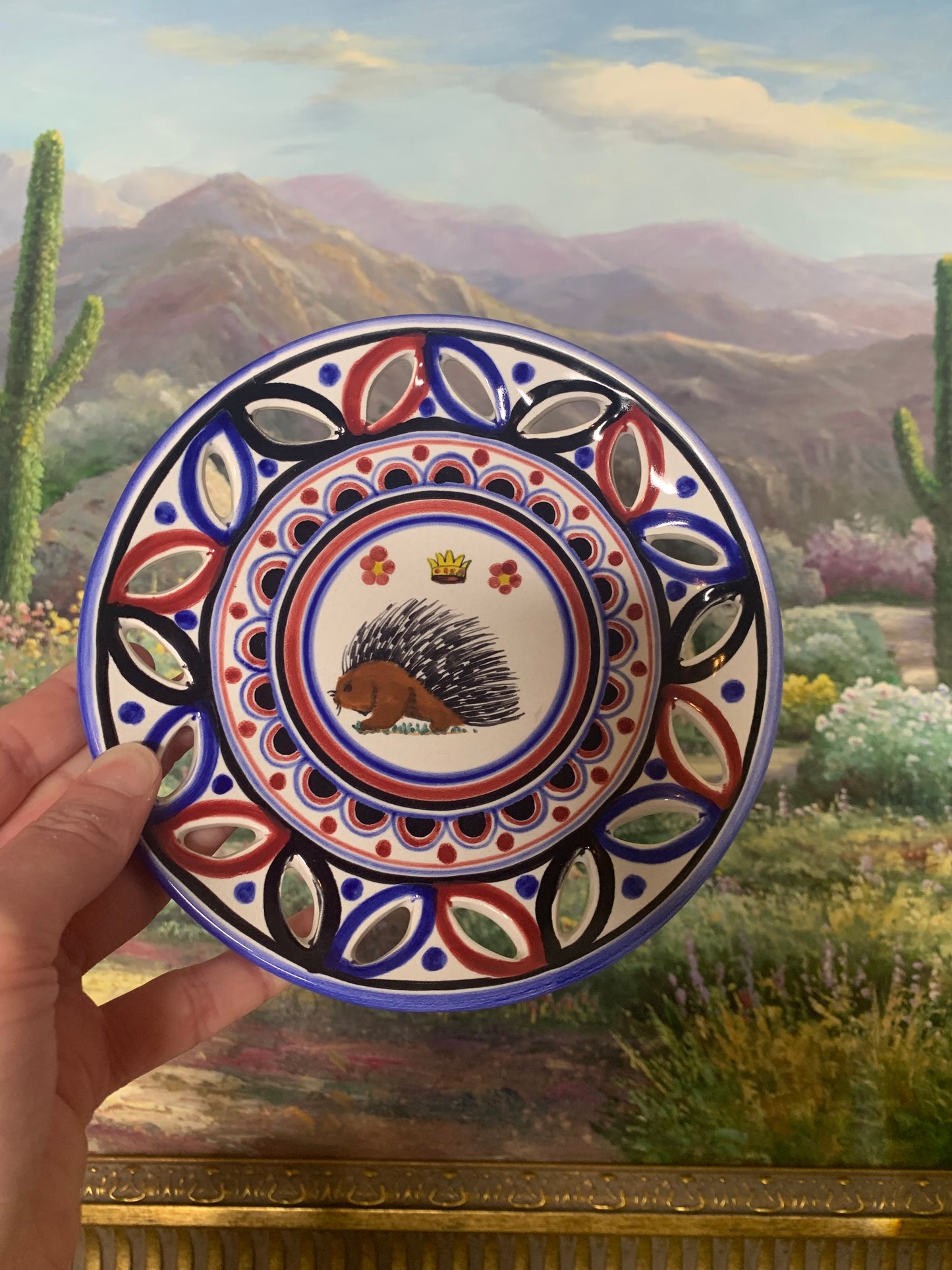 Rare Italian Palio di Siena Porcupine Pottery plate! Excellent condition!