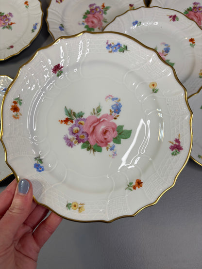 Gorgeous Hutschenreuther Moritzburg Dresden floral plates set of 8!