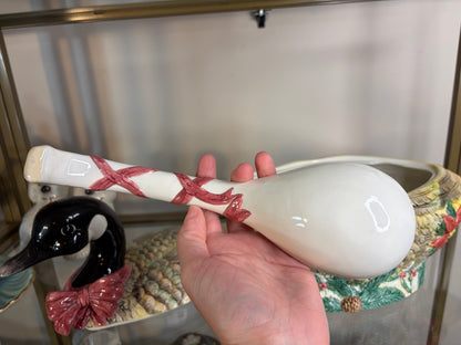 Beautiful Christmas goose tureen with ladle!