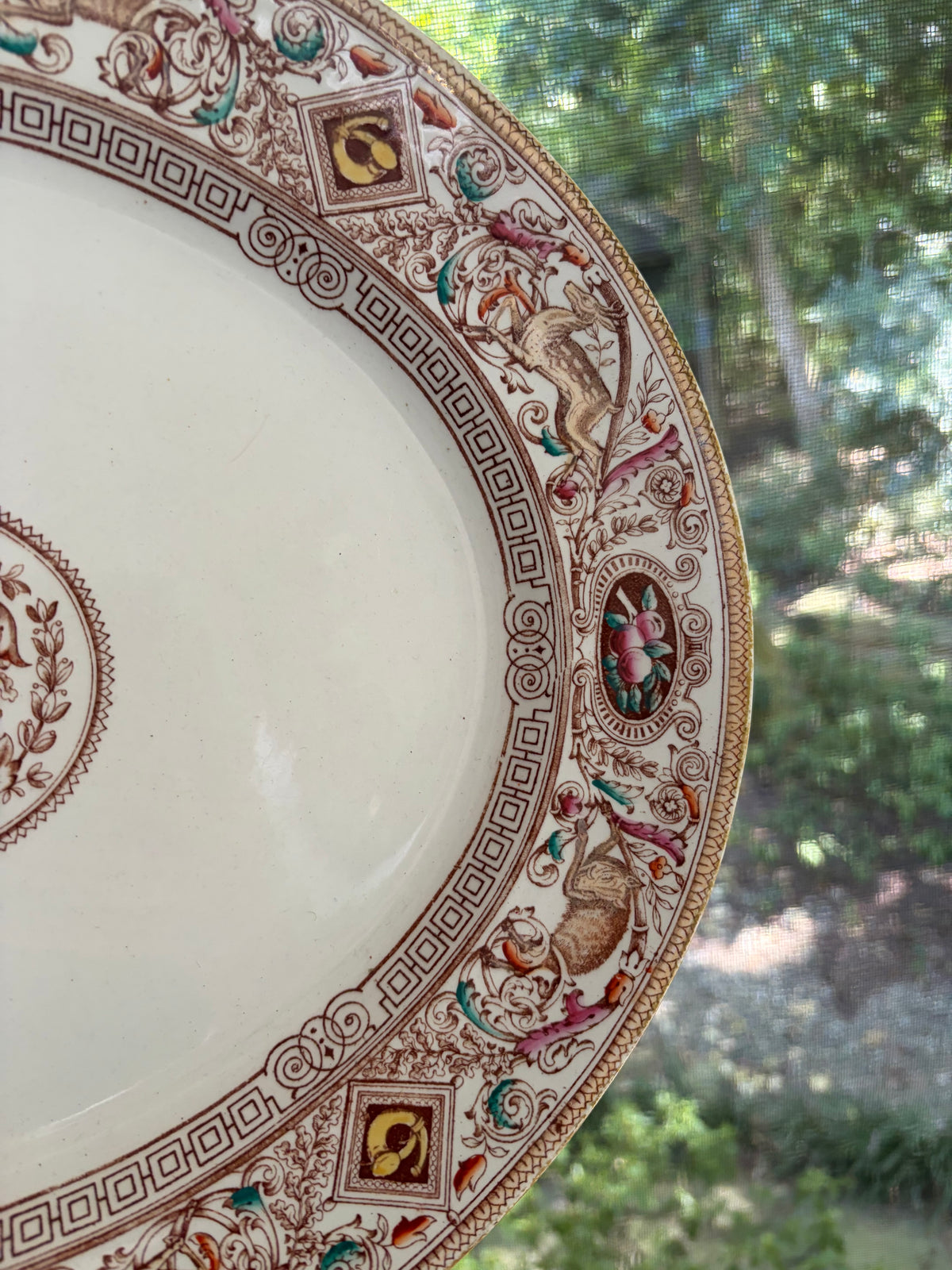 Stunning antique Hope and Carter Borgia deer platter! Circa 1860-1880