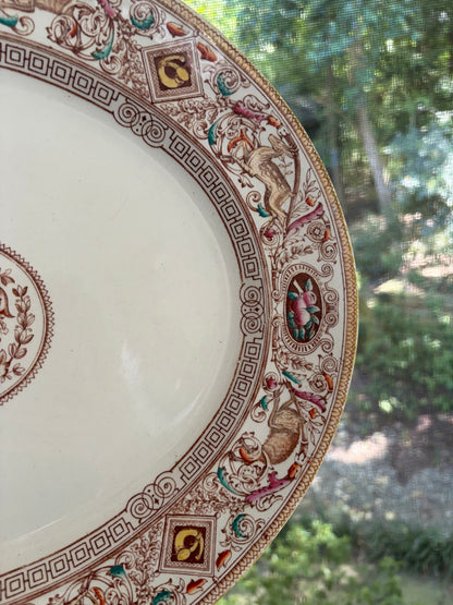 Stunning antique Hope and Carter Borgia deer platter! Circa 1860-1880