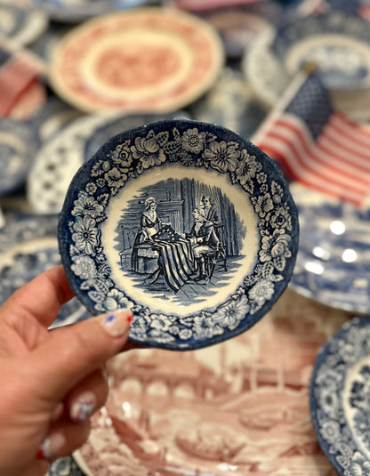 Vintage Liberty Blue “Betsy Ross” Berry Bowl | Enoch Wedgwood | Bicentennial Transferware