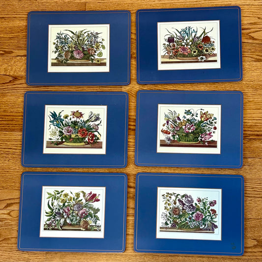 Set of six vintage Pimpernel of England botanical wall art and or luncheon placemats