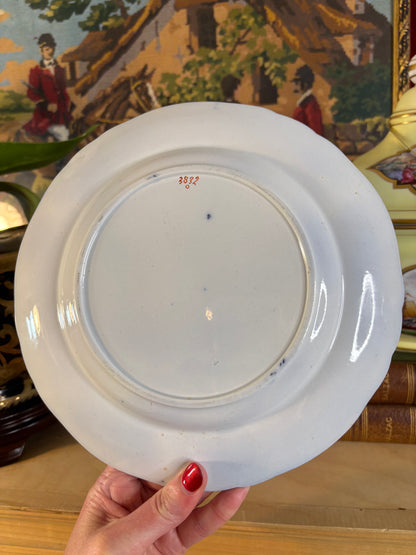 Antique Flow Blue dinner plate in the "Borneo" pattern by Ridgway & Abington!
