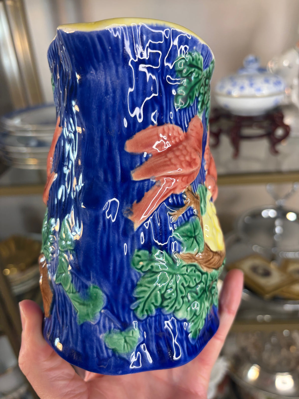 Sweetest bird majolica pitcher!