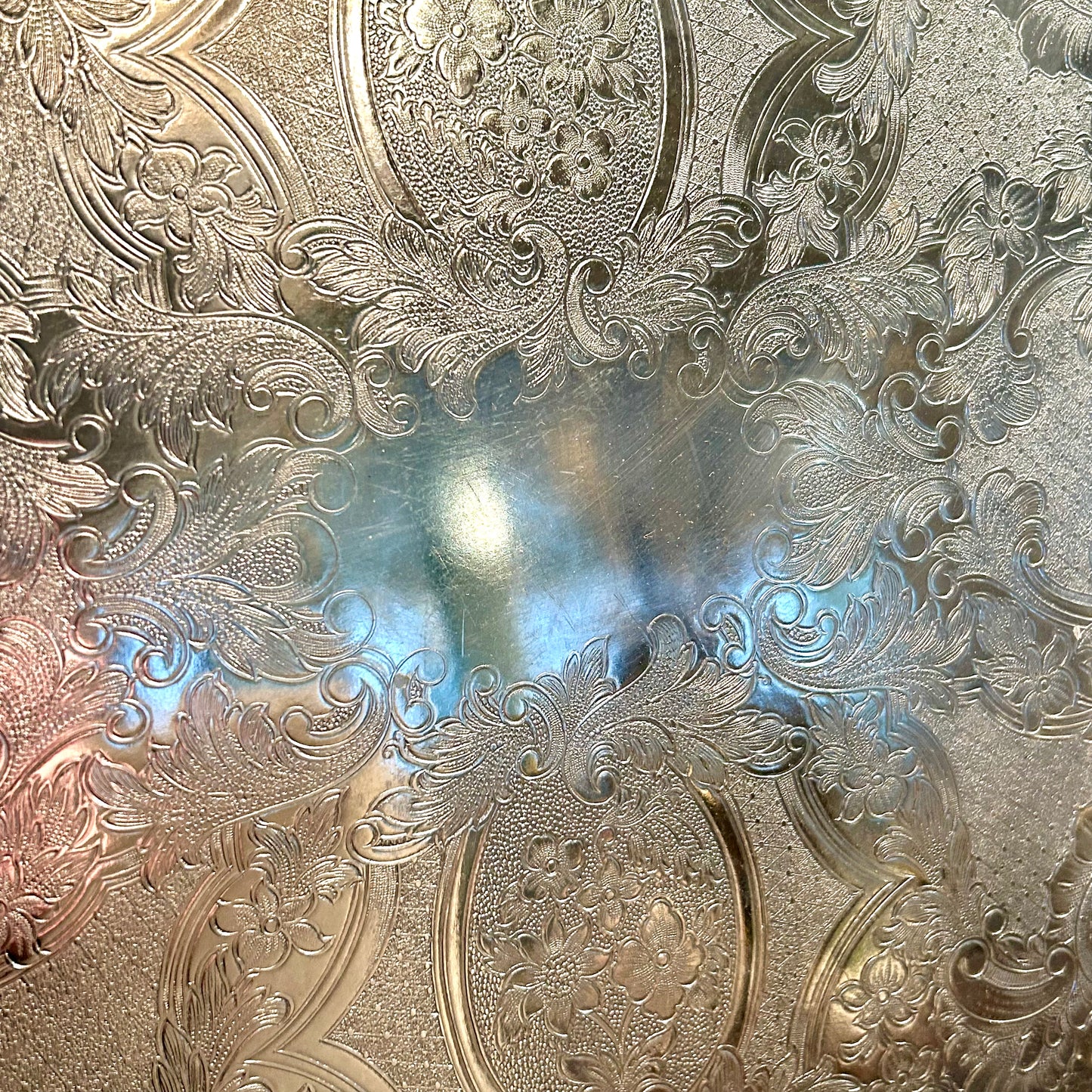 Sparkling vintage Silver plate scalloped baroque tray stamped by maker