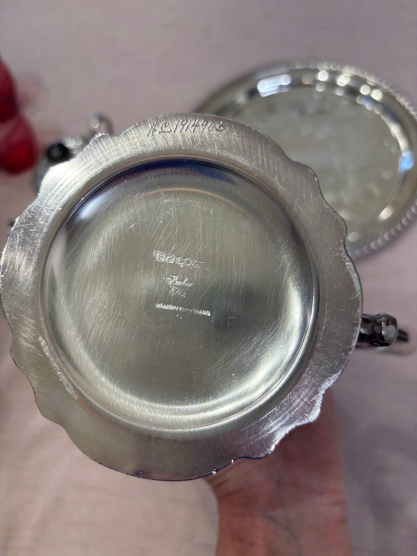 Stunning Barker Ellis three piece tea set! Includes pitcher, creamer, and sugar!