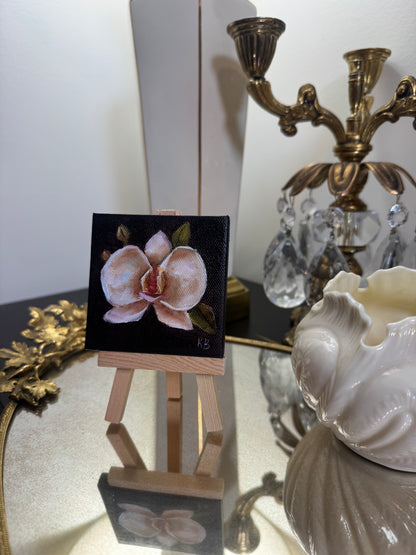 Live 06/19 mini art orchid original oil paintings on stretched canvas 3x3”