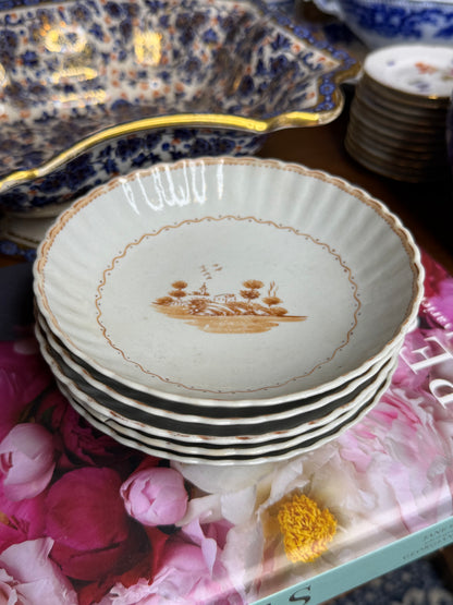 RESERVED - 18TH CENTURY CHINESE EXPORT SAUCE BOWLS, SET OF 5, 1 as is