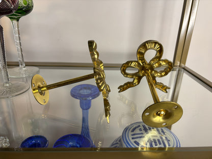 Lovely brass bow curtain tie backs pair!