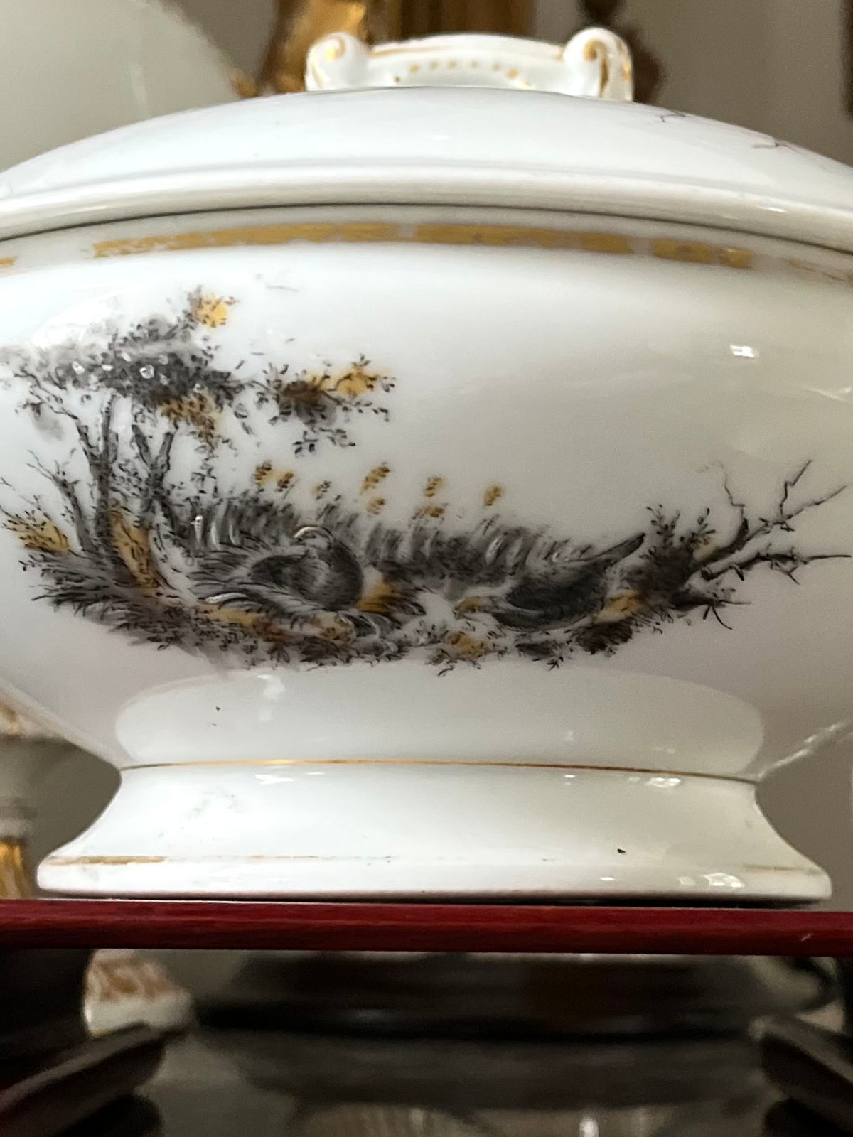 Live 09/22 Exceptional 19th C Haviland Limoges Hand-Painted Pastoral & Game Covered Vegetable Dish