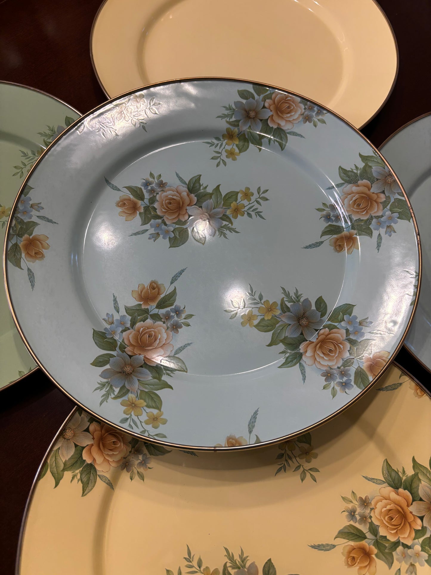 Mackenzie Childs Enamel Chargers set of 5!