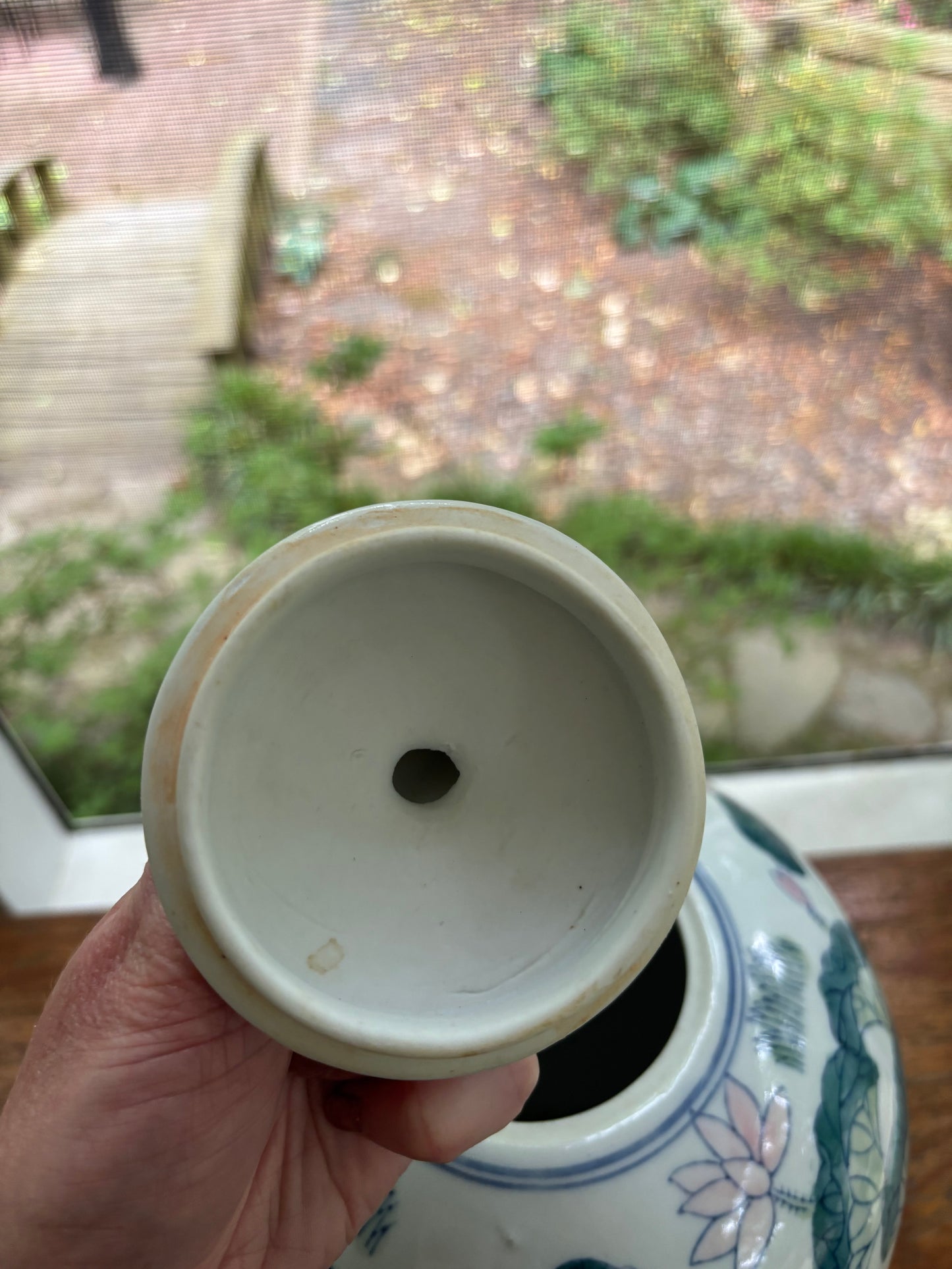 Sweetest 13” lidded ginger jar featuring pastels and a frog finial!