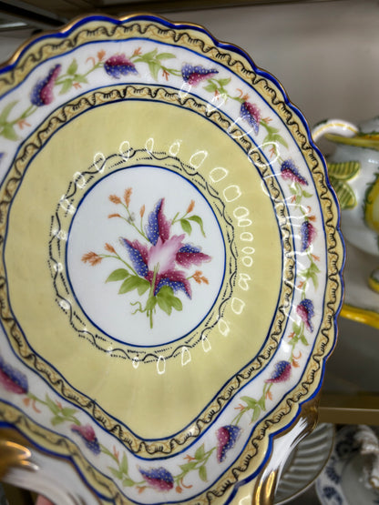 Gorgeous vintage Chelsea House hand-painted botanical porcelain scalloped dish!