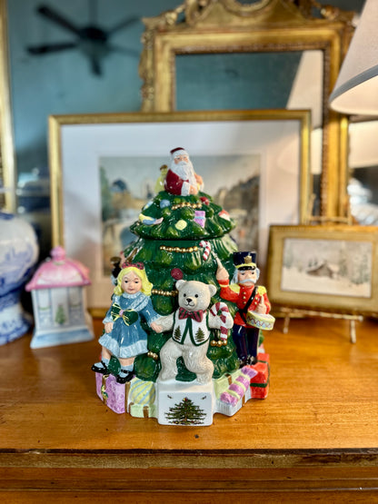 Festive Vintage Spode Christmas Tree Figural Cookie Jar, 13"