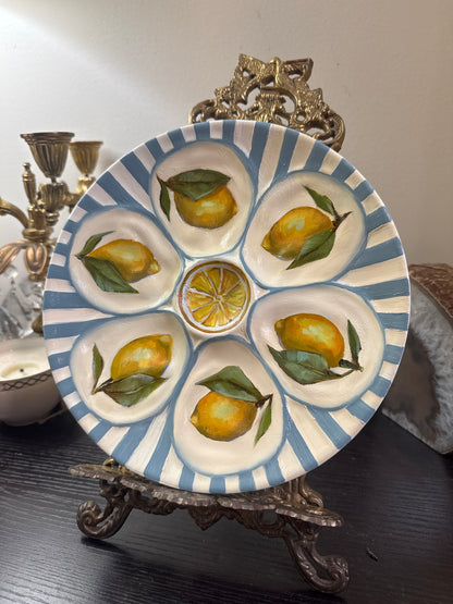 Lemon oyster hand painted plate 9”