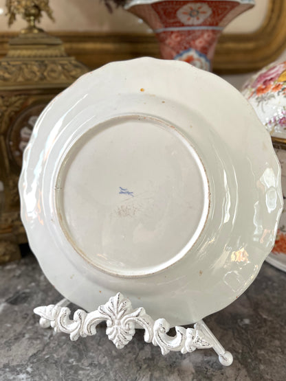 19th C. English Ironstone Chinoiserie Plate — Scalloped Rim, Continental-Style Crossed Mark” Early 1800’s Attributed to Mason’s