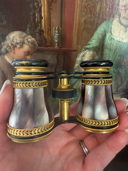 Antique Grey Mother of Pearl Lemaire Paris Opera Glasses