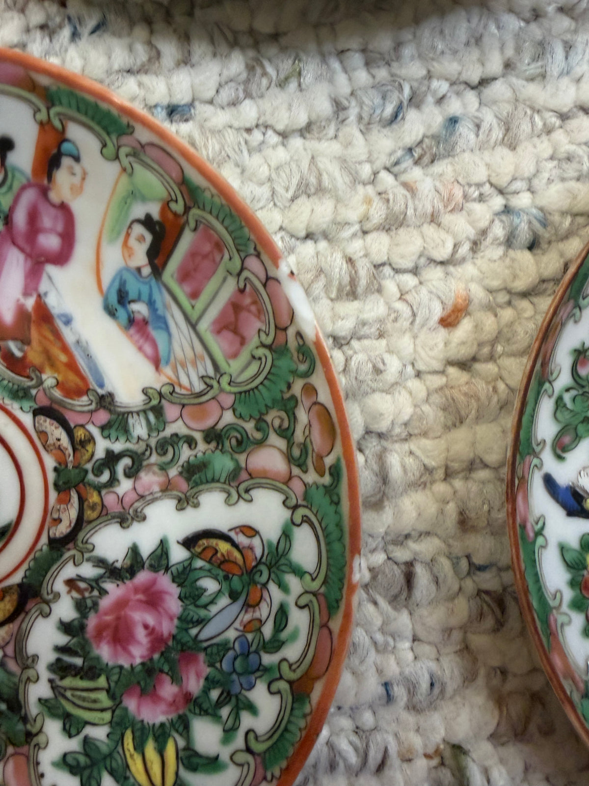Set of antique Rose Medallion plates! As is!!