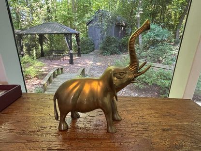 Beautiful brass elephant with trunk up!