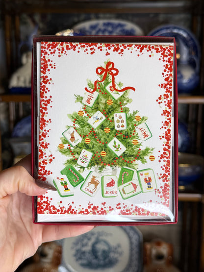Caspari Jeaneen Moore Mahjong Christmas Cards | Boxed Set of 15