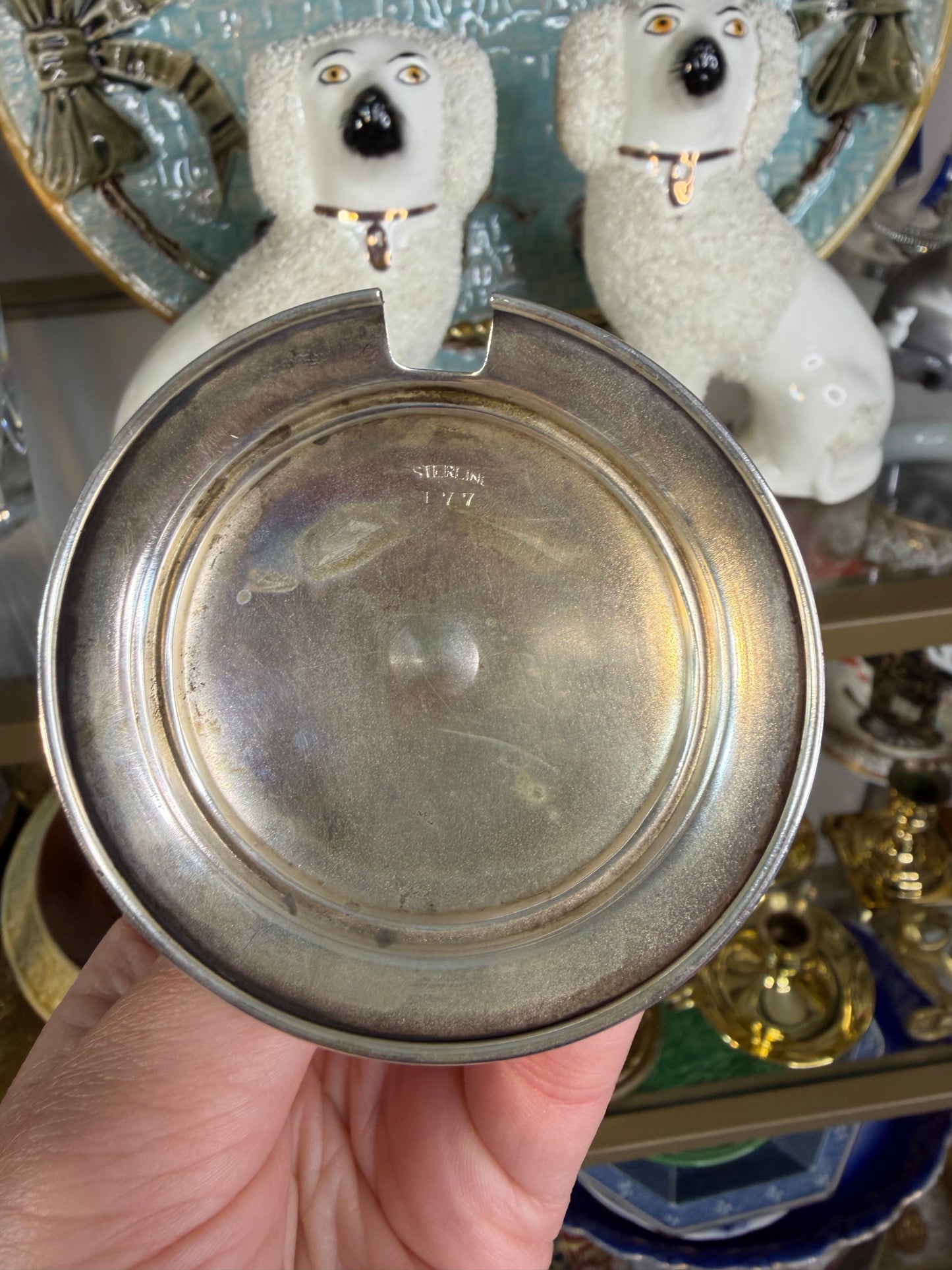 Beautiful Etched floral jar with sterling lid!