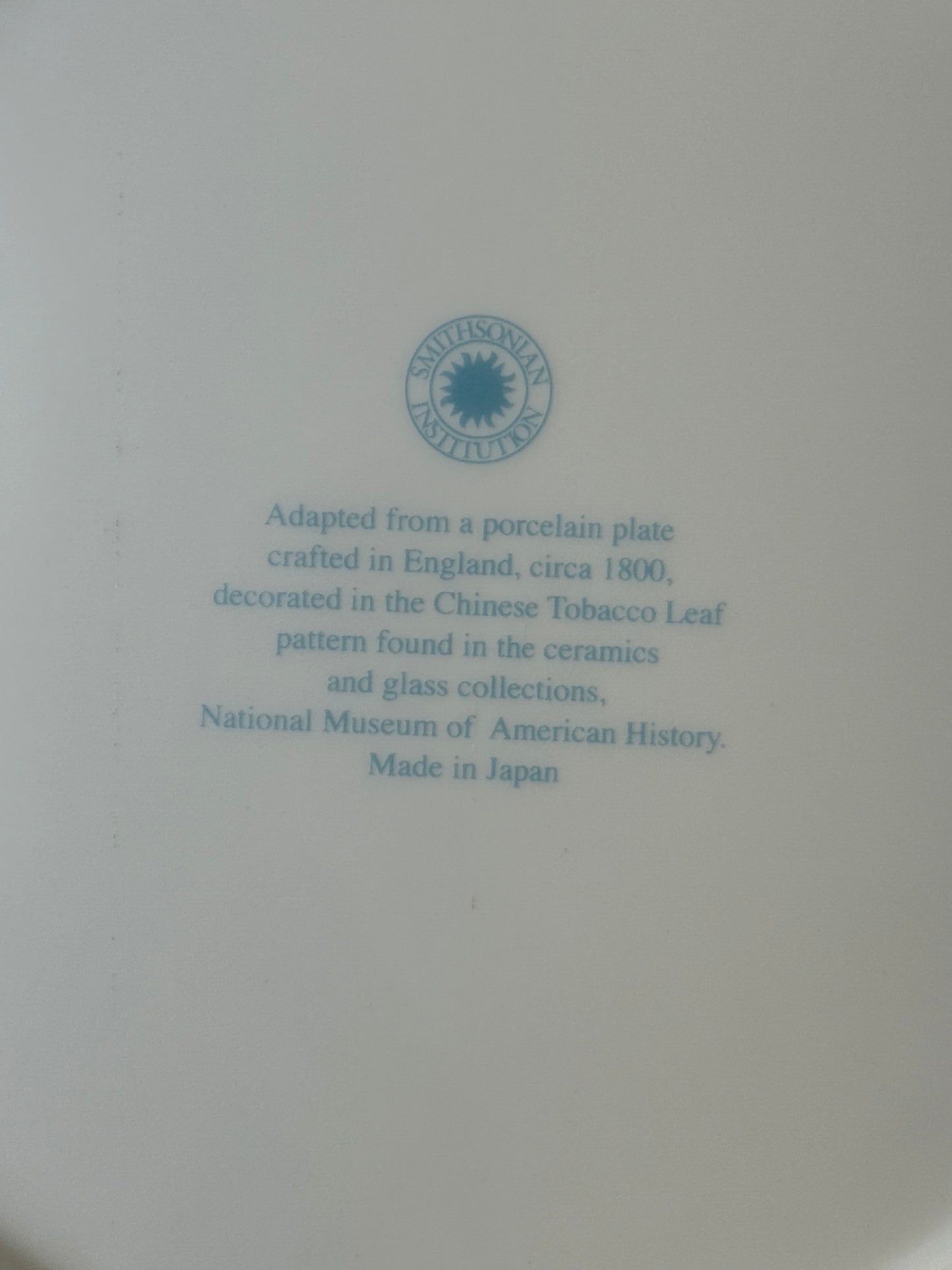 Smithsonian Tobacco Leaf Porcelain 10.5”D Plate & Server | Museum Collection Reproduction, Made in Japan