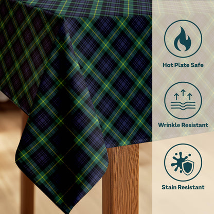 Blue and Green Tartan Plaid Polyester Tablecloth 60"x120"