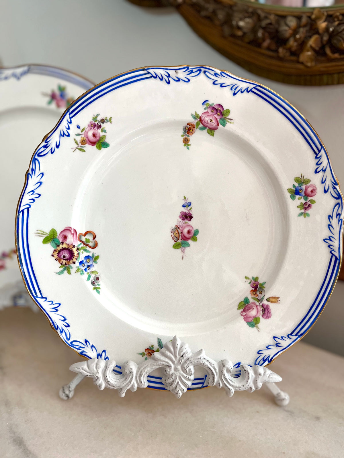 Live 09/20 Beautiful Antique French Old Paris Porcelain Five-Piece Sauce Tureen & Plate Set, c.1830–1850