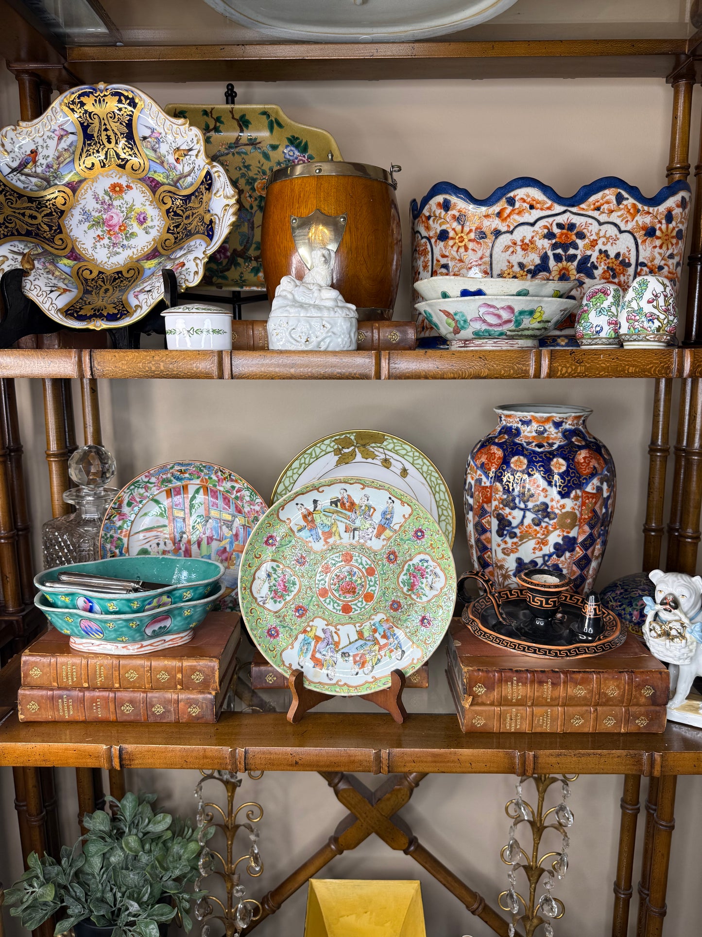 Antique Famille Jaune Canton Plate, 8.5” Porcelain, Circa 1850–1880