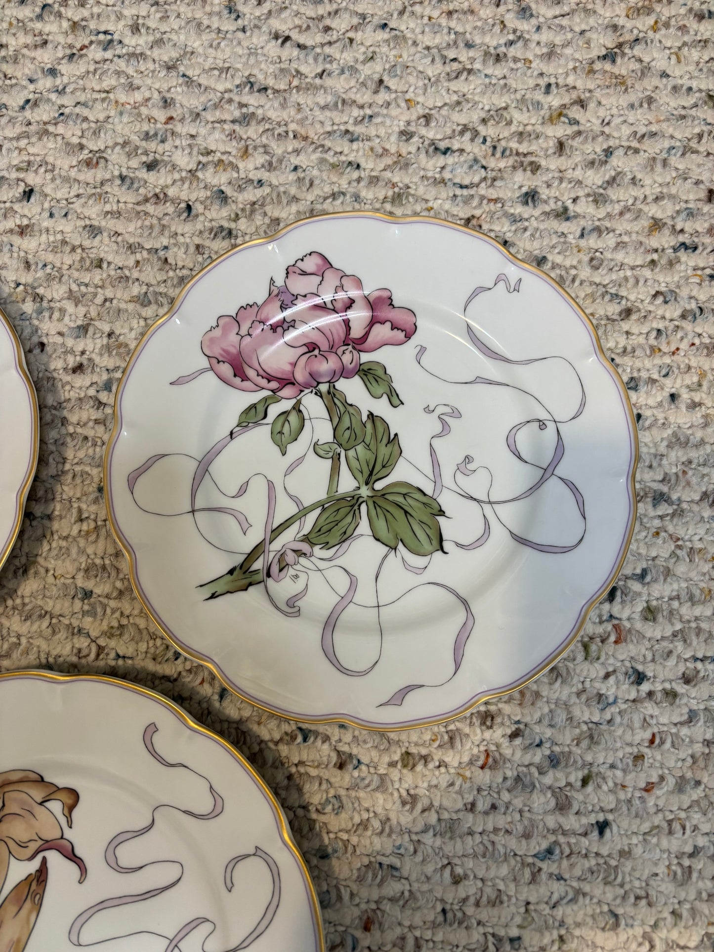 Lovely Haviland Limoges set of 3 floral plates! Instant plate wall!