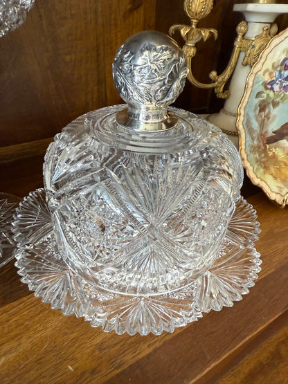 Live 11/4 for T - Antique American Brilliant Stunning Cheese Dome w/ marked Sterling Silver Finial