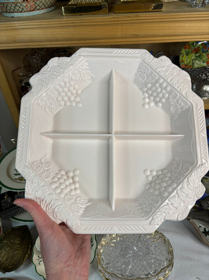 Vintage pink milkglass serving divided platter!
