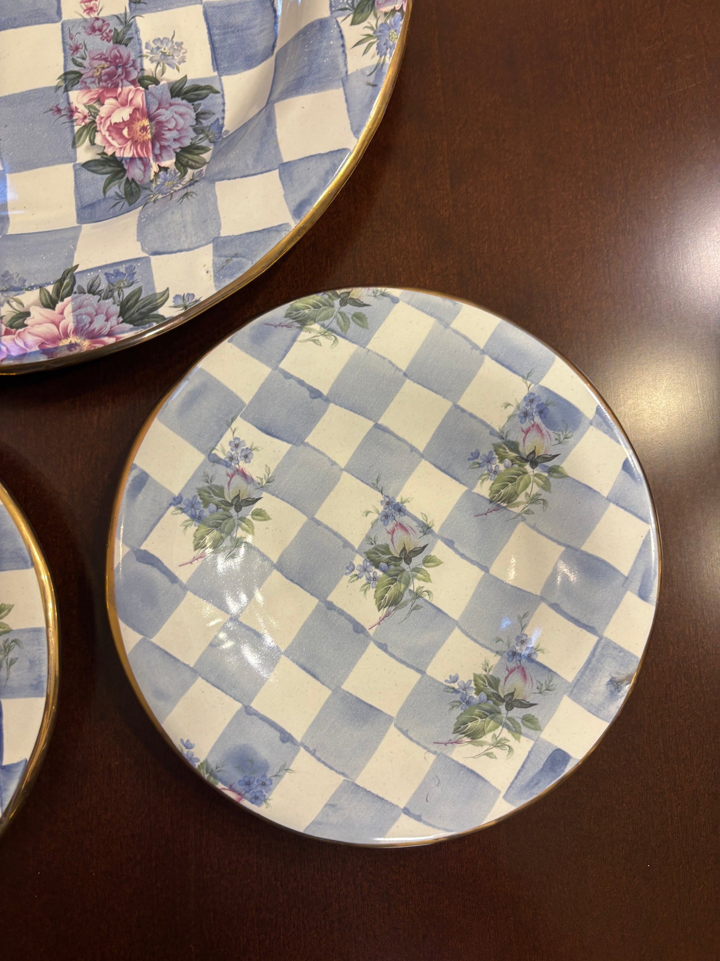 Vintage Mackenzie Childs set of 3 Morning Glory Plates!
