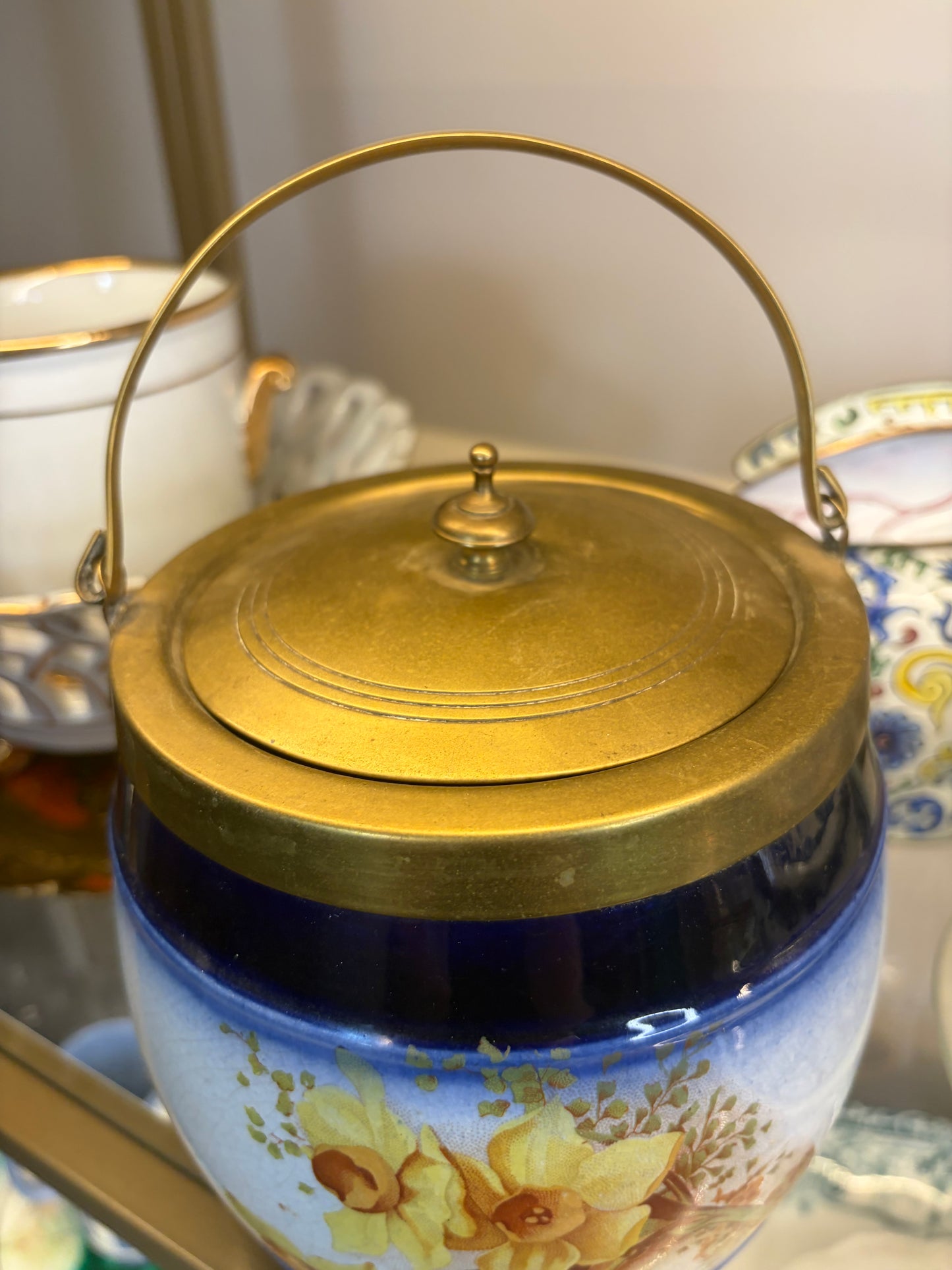 Antique floral biscuit jar!