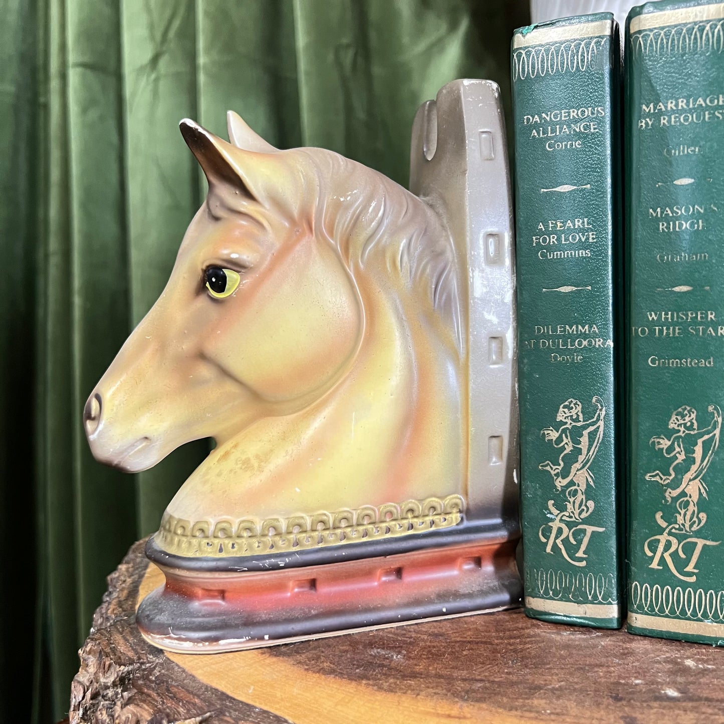 Vintage Equestrian Ceramic Horse Head Bookends