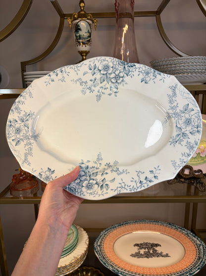 Lovely teal floral transferware platter!