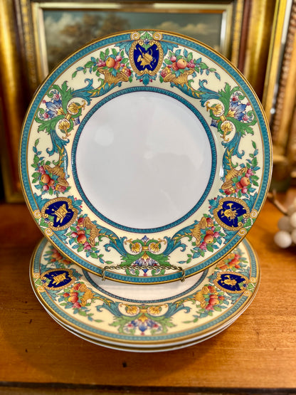 Gorgeous Set of 4 Antique Royal Worcester Dinner Plates — Pattern C976, England, Circa 1926, 10.5"