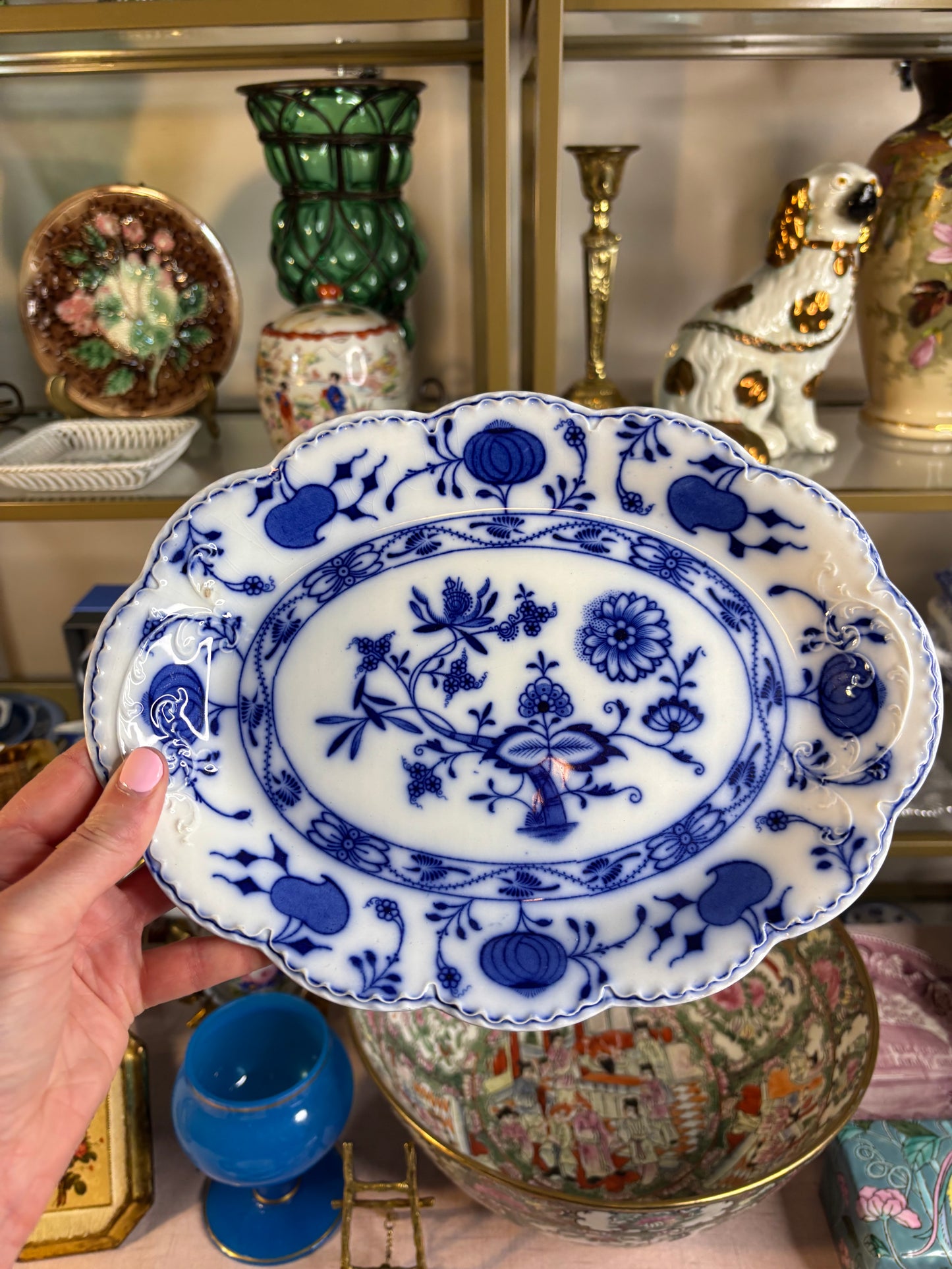 Beautiful Johnson Brothers platter in the Holland Flow Blue pattern!