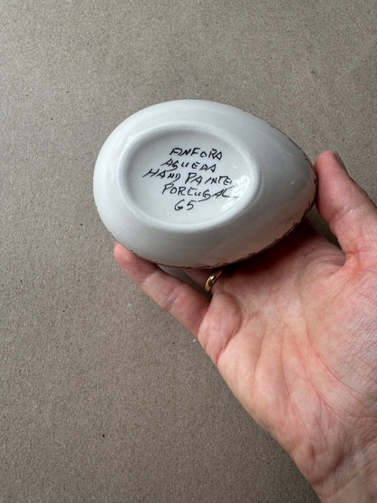 Vintage Hand-Painted Portuguese Ceramic Wall Salt Box | Onfora Agueda