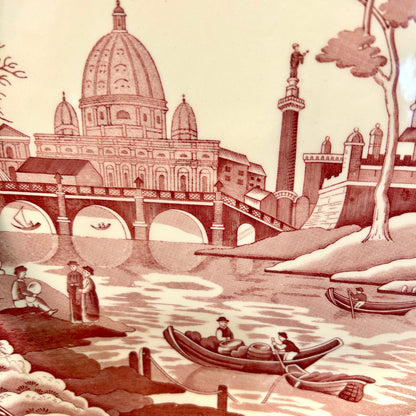 Massive designer Spode red & white toile charger plate platter 13,5 d