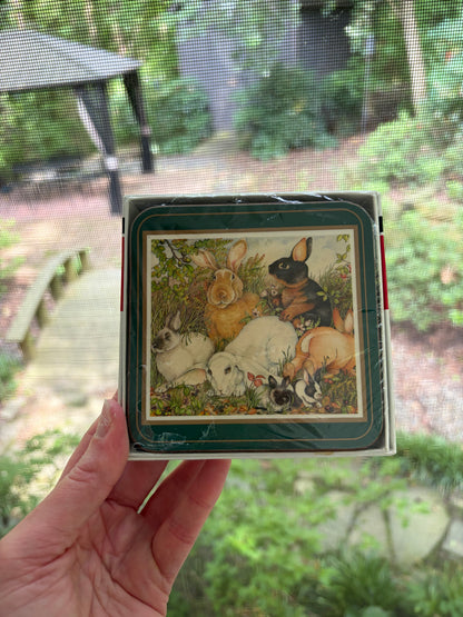 Pimpernel bunny coasters set of six in original box and wrapped!