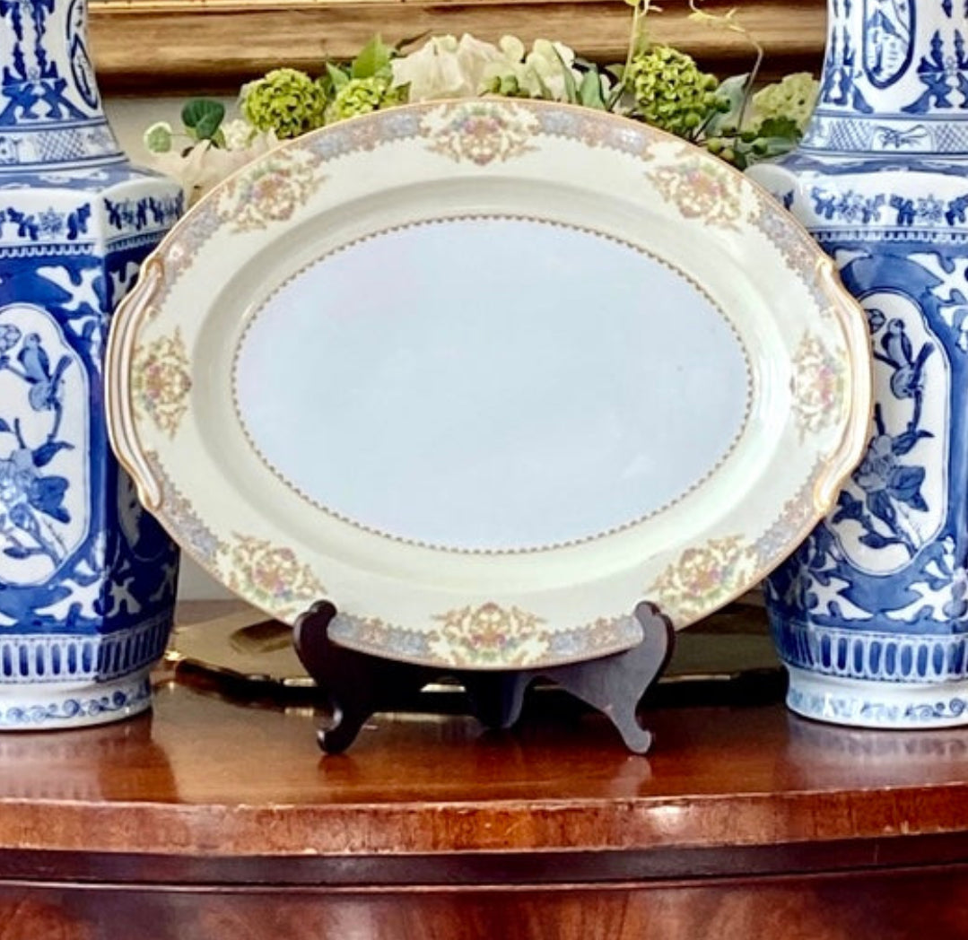 Stunning NORITAKE Occupied Japan Porcelain China oval platter with handles