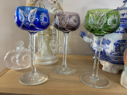 Stunning Nachtmann cut crystal wine glasses trio!