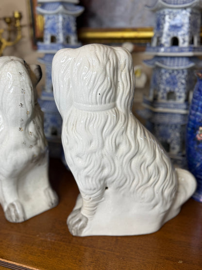 Early 19th Century Staffordshire Spaniel Pair – Overscale Mantel Dogs, 14” & 13.5”