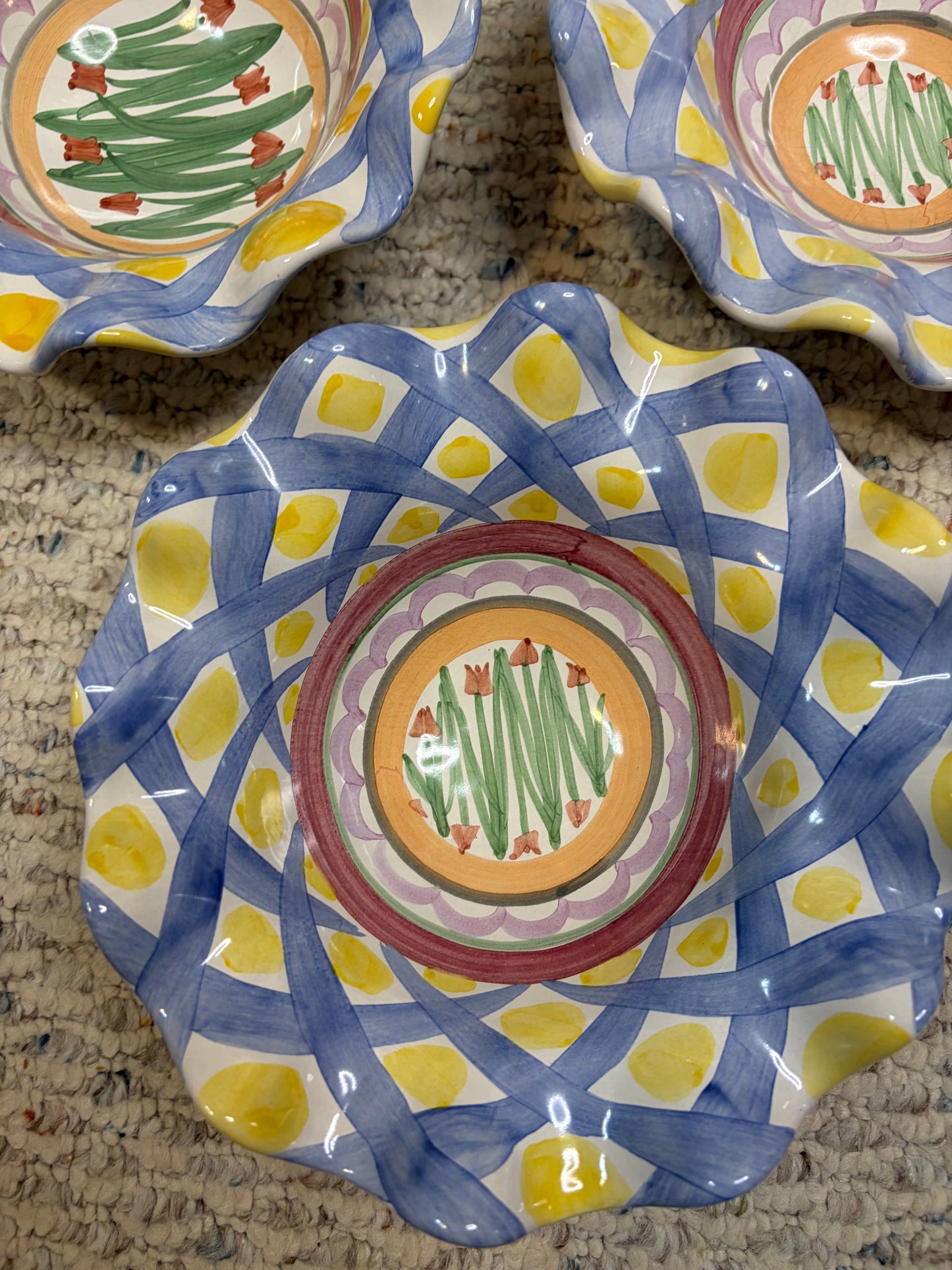 Mackenzie-Childs Aalsmeer fluted bowls set of 3!