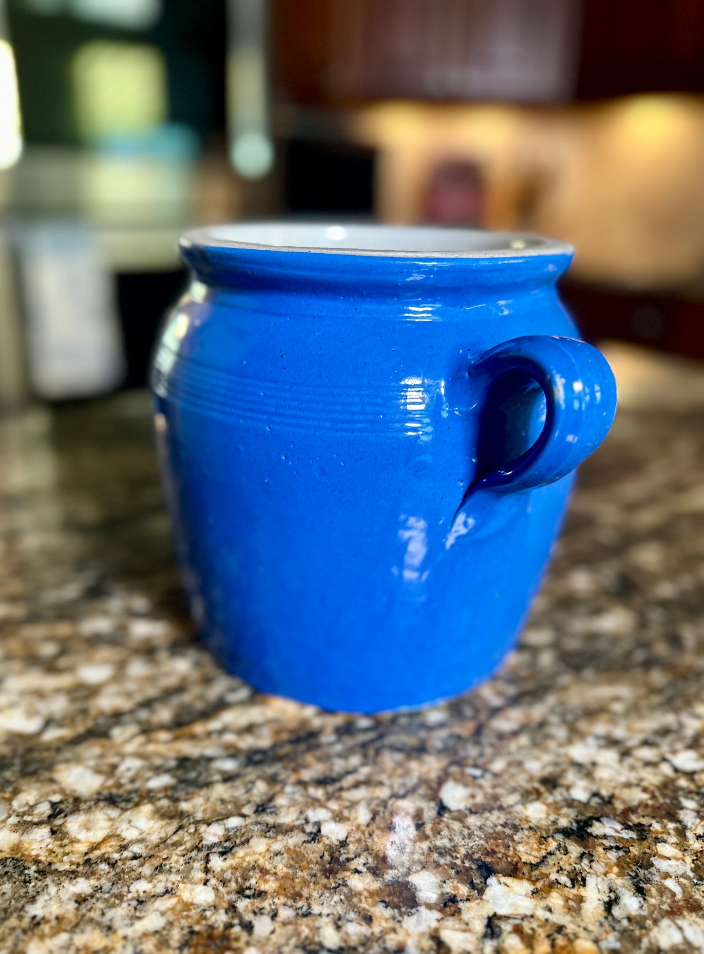 Reserved for K. Schrader Hearts for Spokane Charity Auction - VINTAGE FRENCH BLUE CONFIT POT